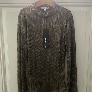 Fashion Nova Gold Cowl Neck Sweater with Luxurious Sheen